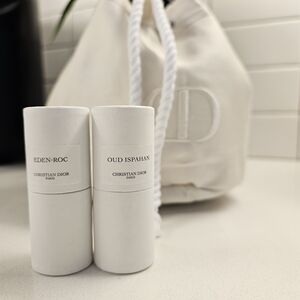 ✨ Christian Dior Mini Parfum Duo – Eden-Roc & Oud Ispahan + CD Drawstring Pouch
